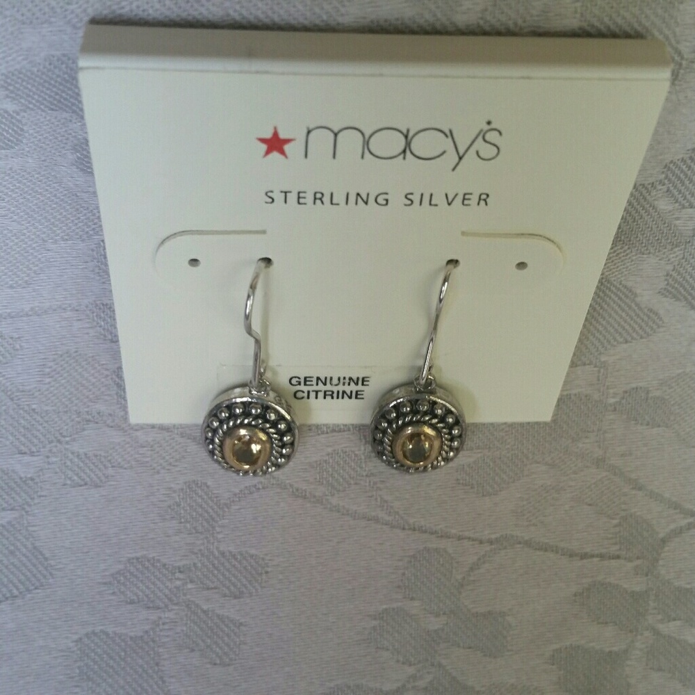 Sterling Silver and Citrine earrings,  never worn